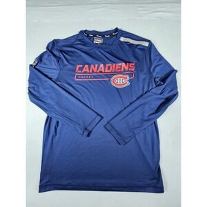 Fanatics NHL Authentic Pro Montreal Canadiens Navy Blue Long Sleeve Shirt Mens L